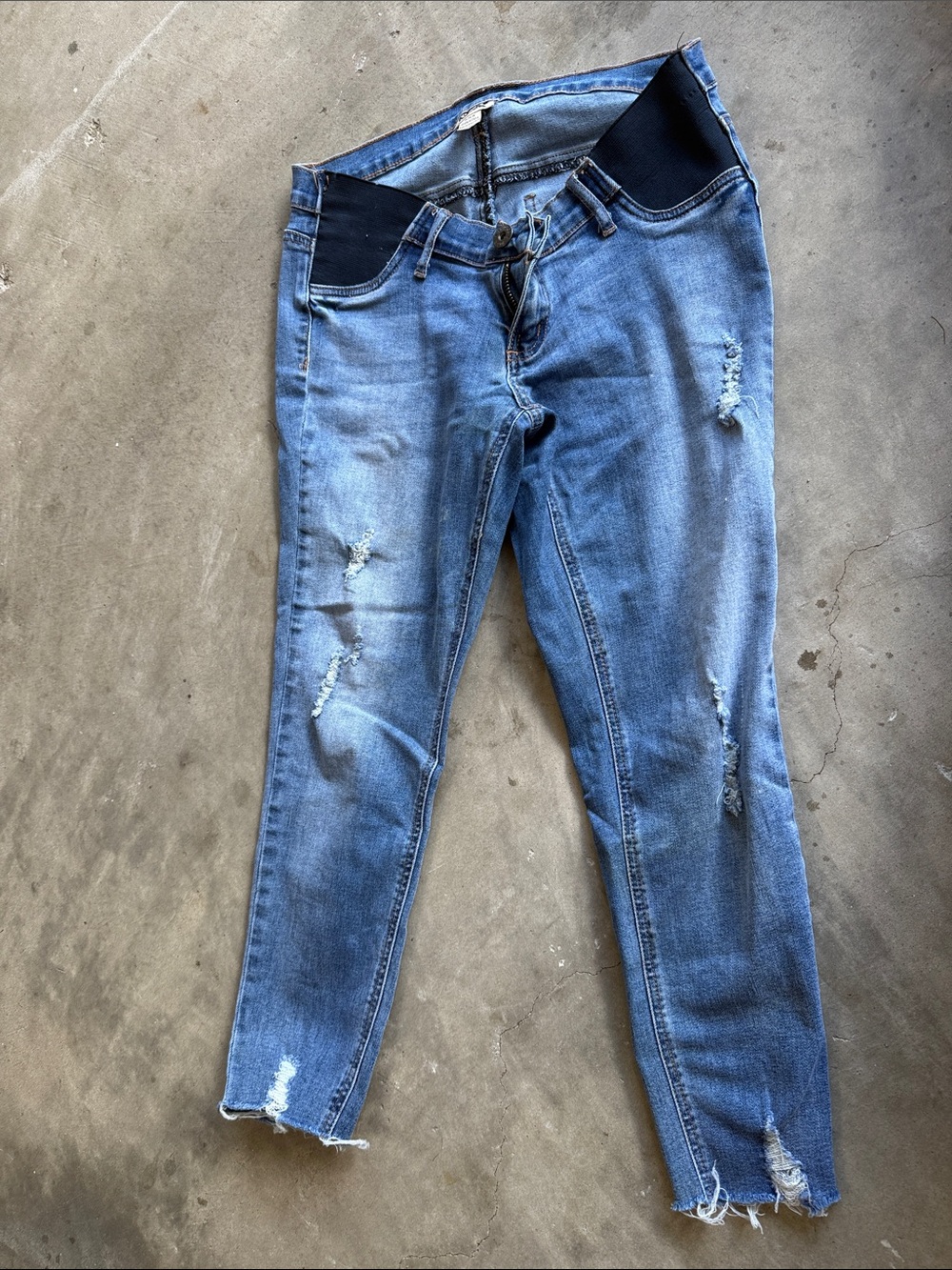 Indigo Blue Women's Maternity Light Blue Distressed Skinny Jeans